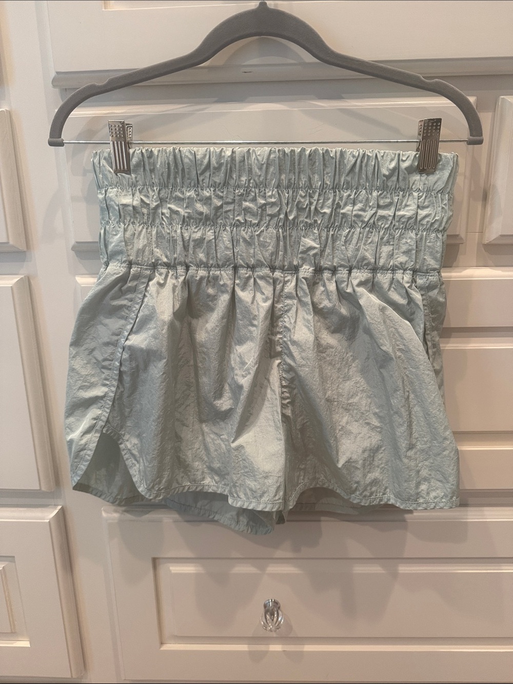 Free People Smocked Waist Light Green  Cotton Shorts